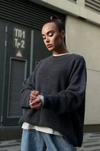 Solid Knit Crewneck Pullover Sweater image 6