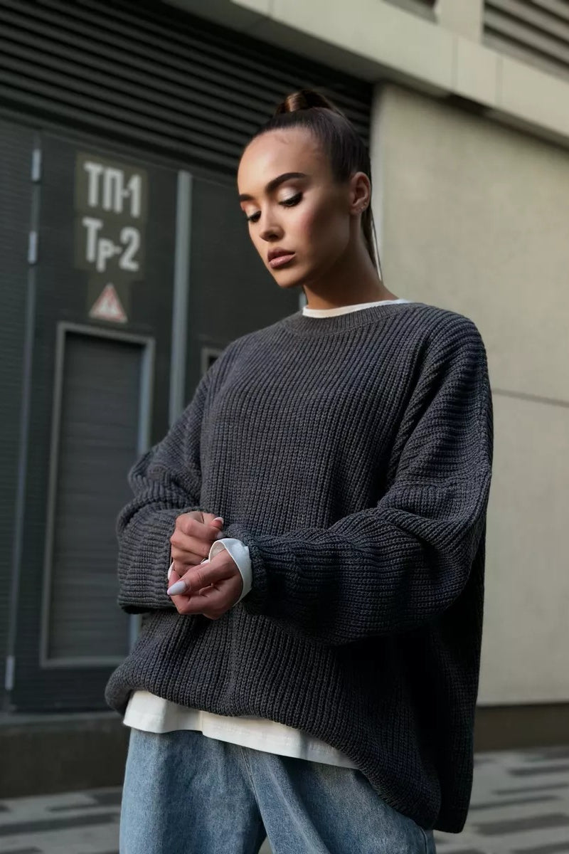 Solid Knit Crewneck Pullover Sweater image 6