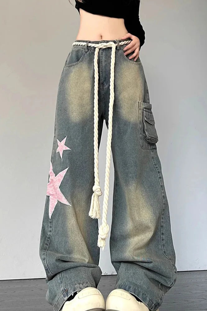 Wide Leg Patchwork Heart Jeans image 10