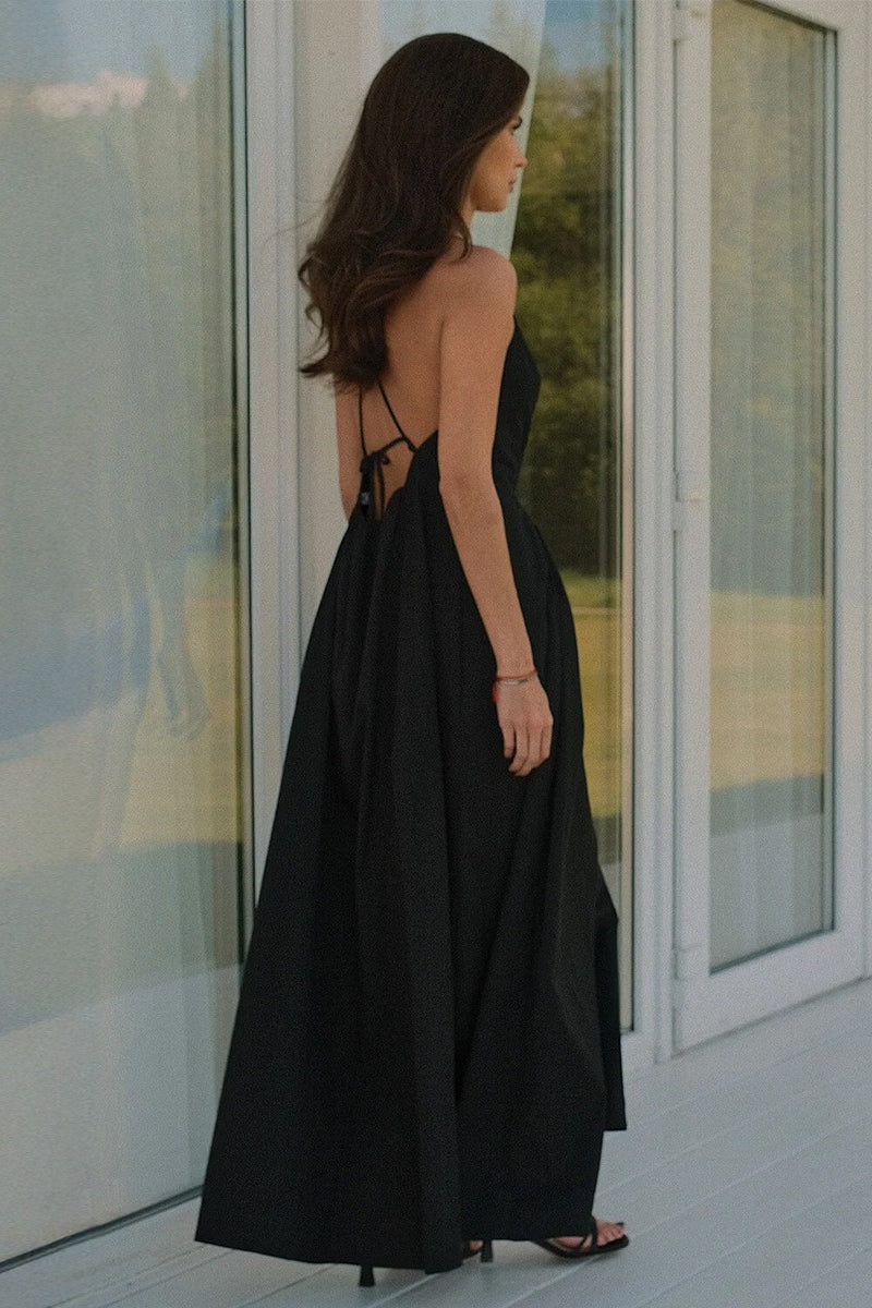 Cotton Sleeveless Backless Tie Maxi Dress image 3