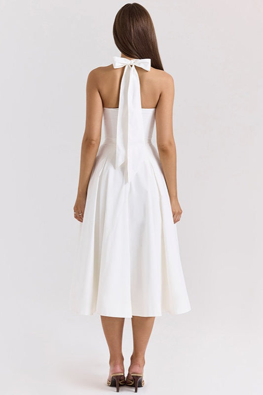 Elegant Deep V Halter Backless Maxi Party Dress image 3