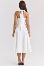 Elegant Deep V Halter Backless Maxi Party Dress image 3