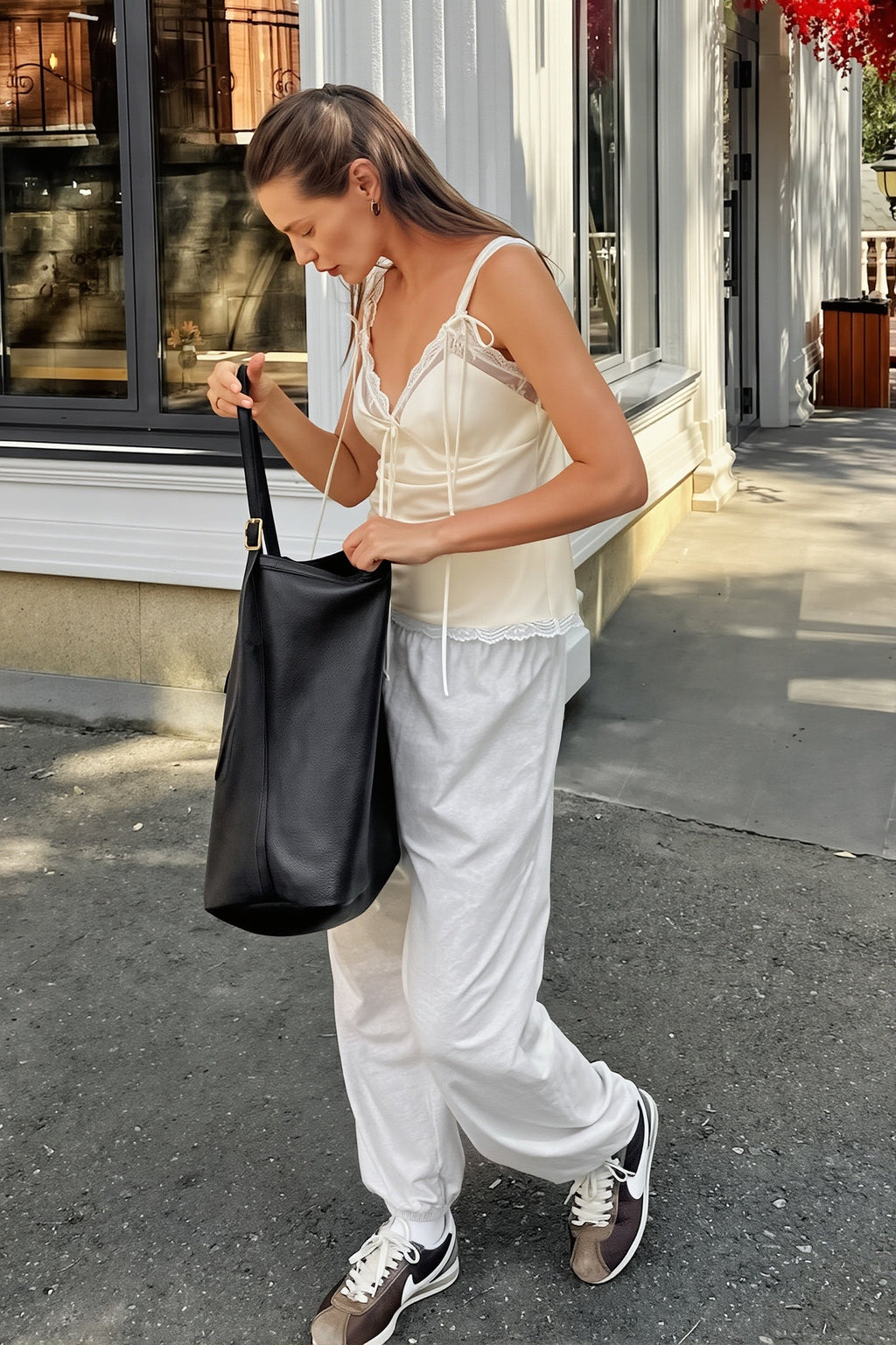 Chic V Neck Lace Up Cinched Cami Top image 2