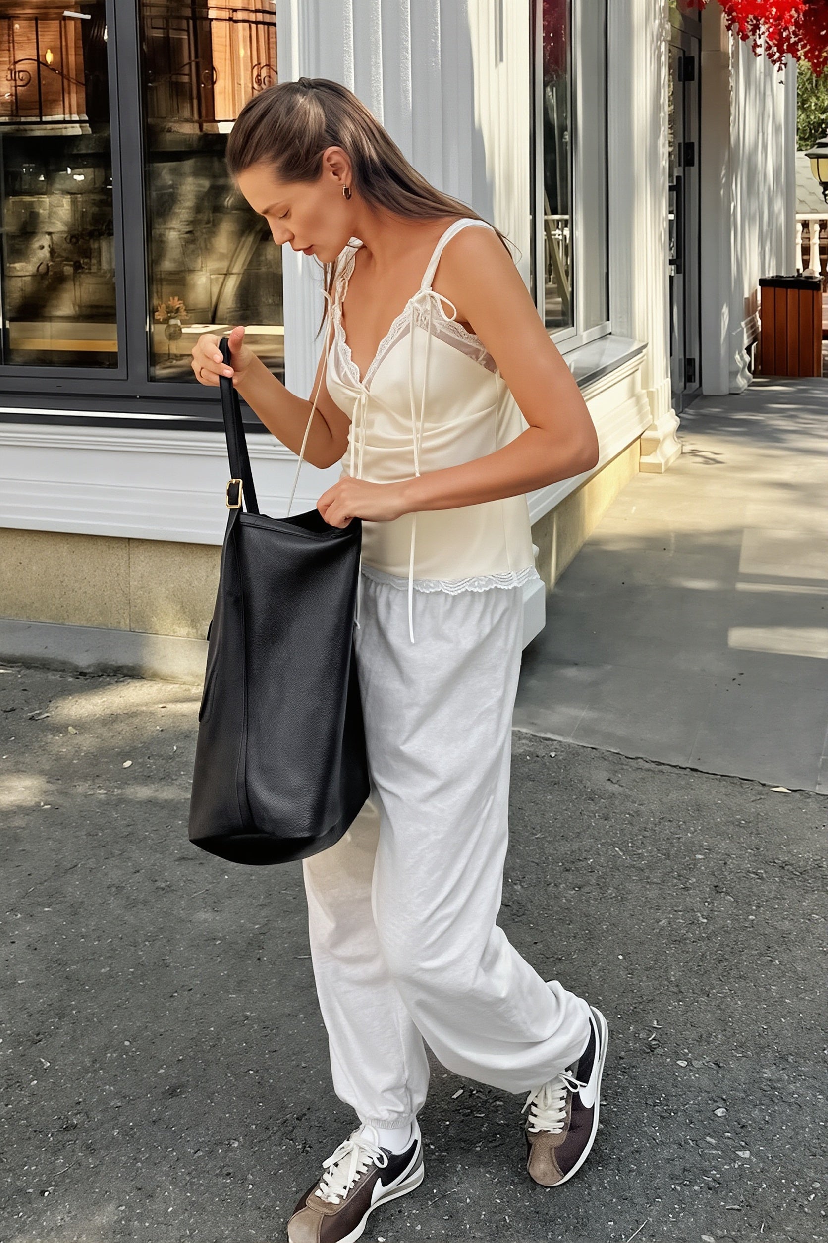 Chic V Neck Lace Up Cinched Cami Top image 2