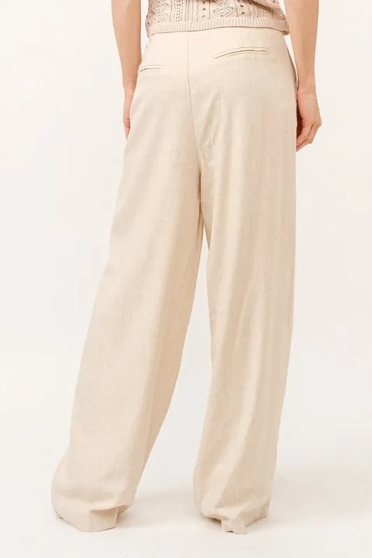 Joelle Linen Trousers detail view styled for Avrienne