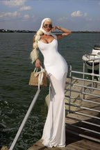 Draped Tie Sexy Mesh Patch Tube Prom Dress image 6