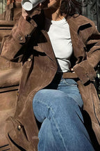 Double Breasted Tie Waist Long Elegant  Overcoat image 7
