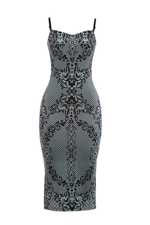 Cami Plunge Cutout Back Slit Print Maxi Dress image 5