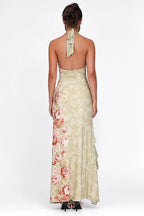 Floral Print Halter Backless Ruffle Maxi Dress image 4