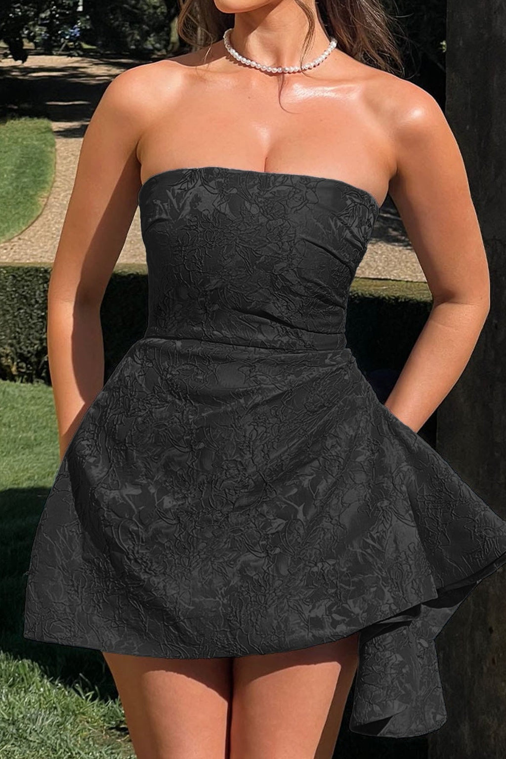 Strapless Jacquard Mini Party Dress image 11
