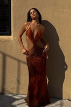 Elegant Cutout Leopard Vacation Maxi Dress image 2