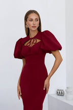 Elegant Sexy Puff Sleeve Bodycon Maxi Dress image 4