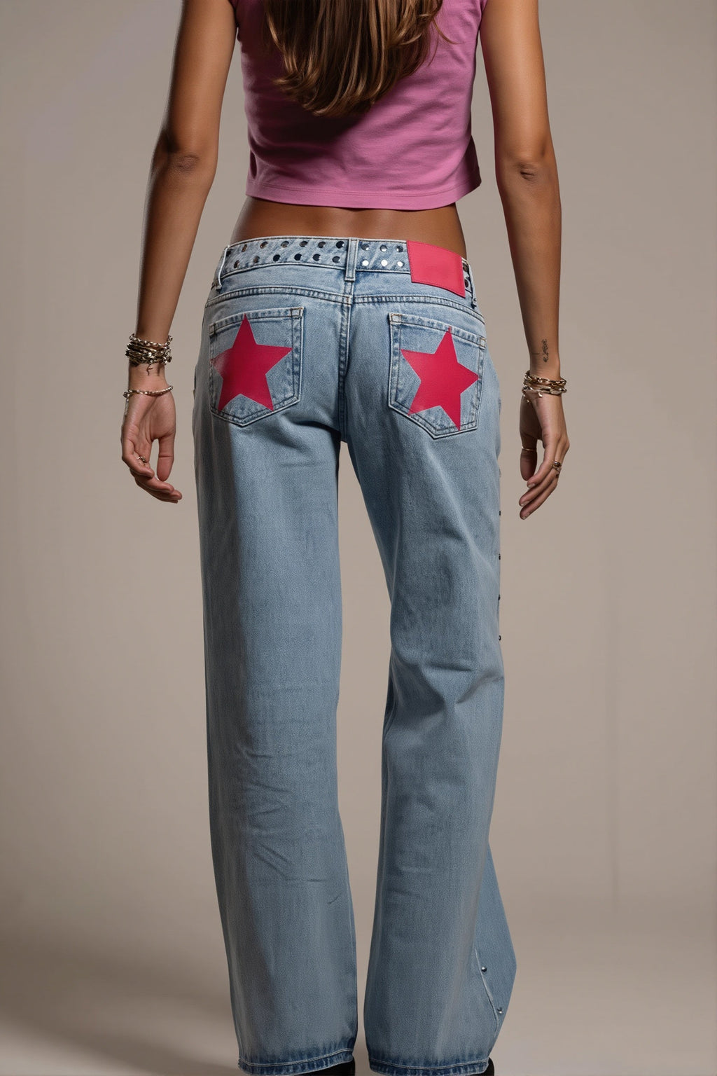 Chic Y2K Star Embroidered Wide Leg Jeans image 3