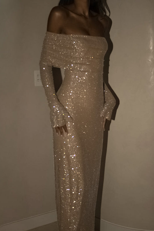 Metallic Trim Slimming Off-Shoulder Bodycon Party Dress image 9