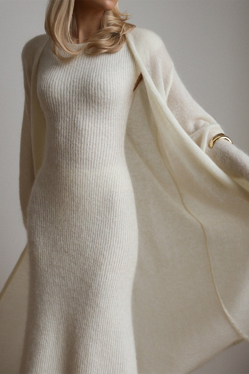 Knit Cardigan Sleeveless Dress Two Piece Set image 5