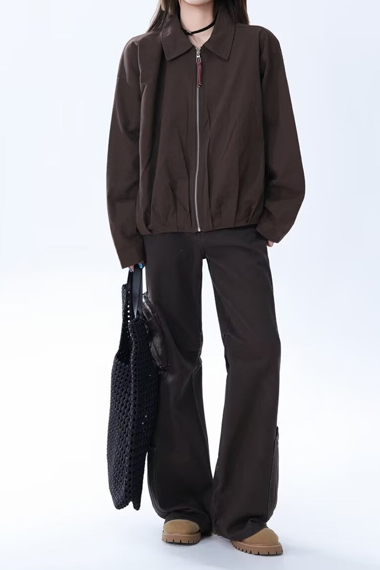 Brown Faux Leather Relaxed Jacket image 4
