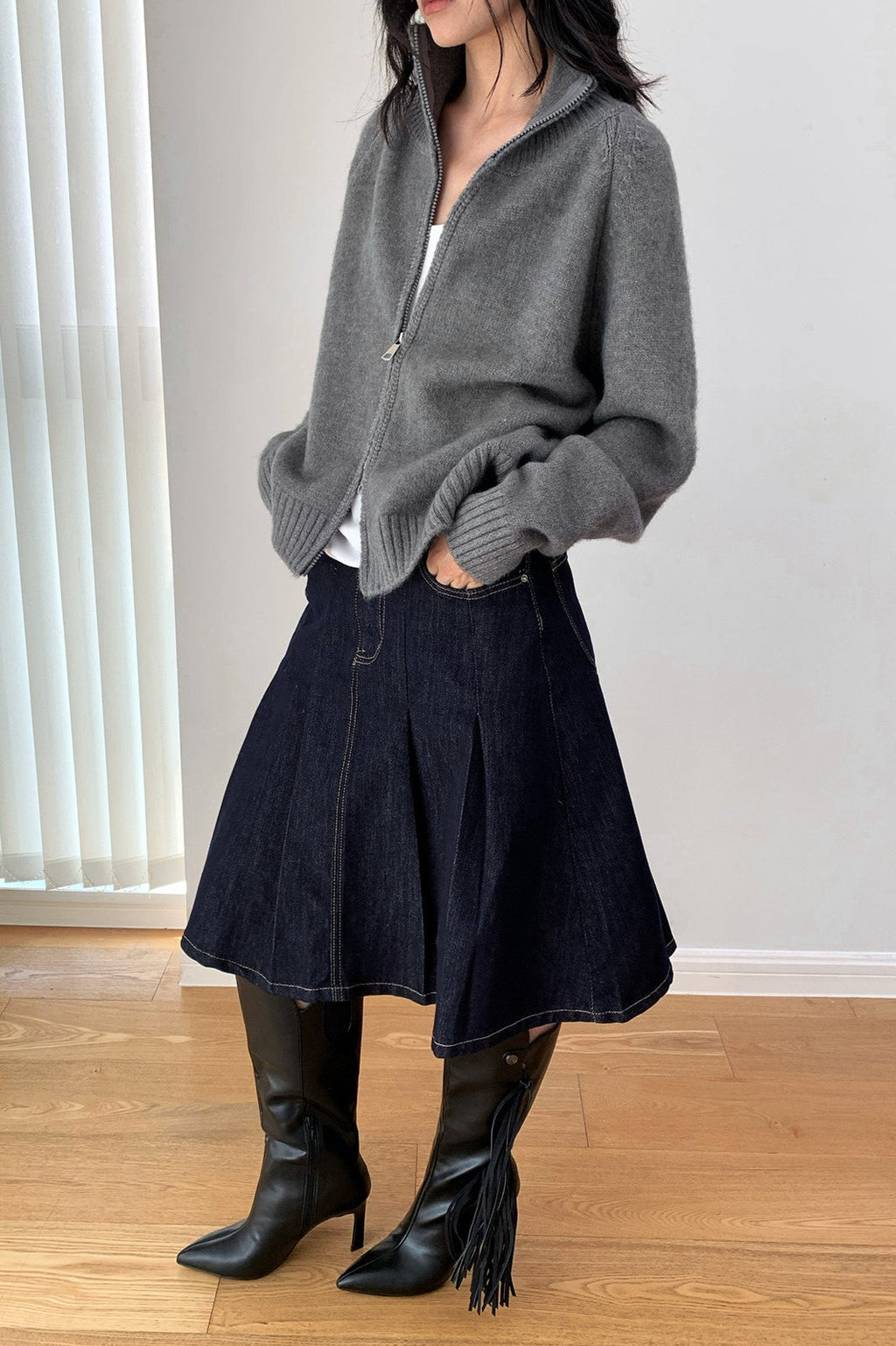 Soft Knit Zipper Cardigan image 10