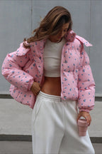 Chic Printed Puffy Puffer Jacket image 1