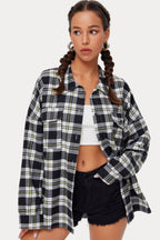 Plaid Stand Collar Button Shirt  Blouse image 31