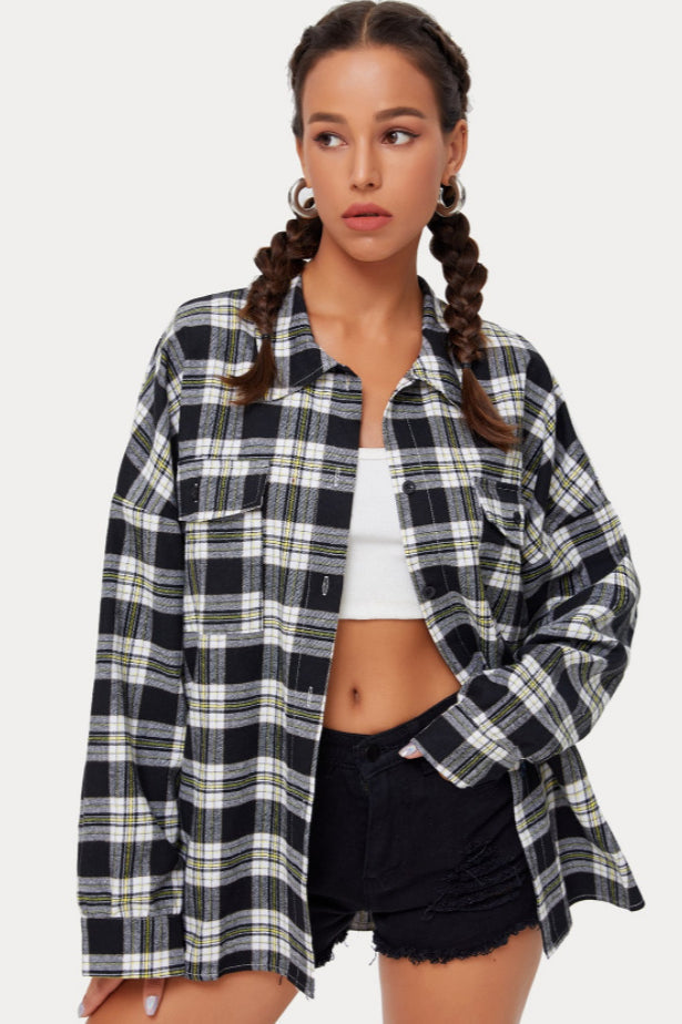 Plaid Stand Collar Button Shirt  Blouse image 31