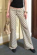 Vintage Polka Dot Flared Loose Casual Pants image 1
