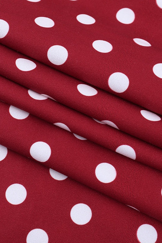 Red Polka Dot V-Neck Halter Backless Maxi Dress image 5