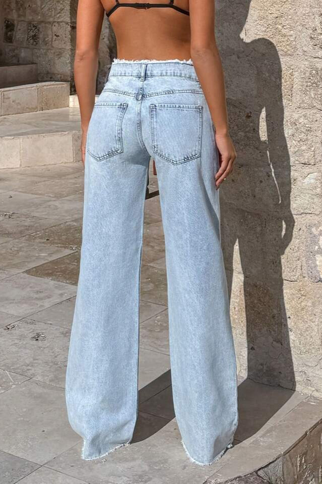 Frayed High Waist Loose Wide Leg Jeans image 4