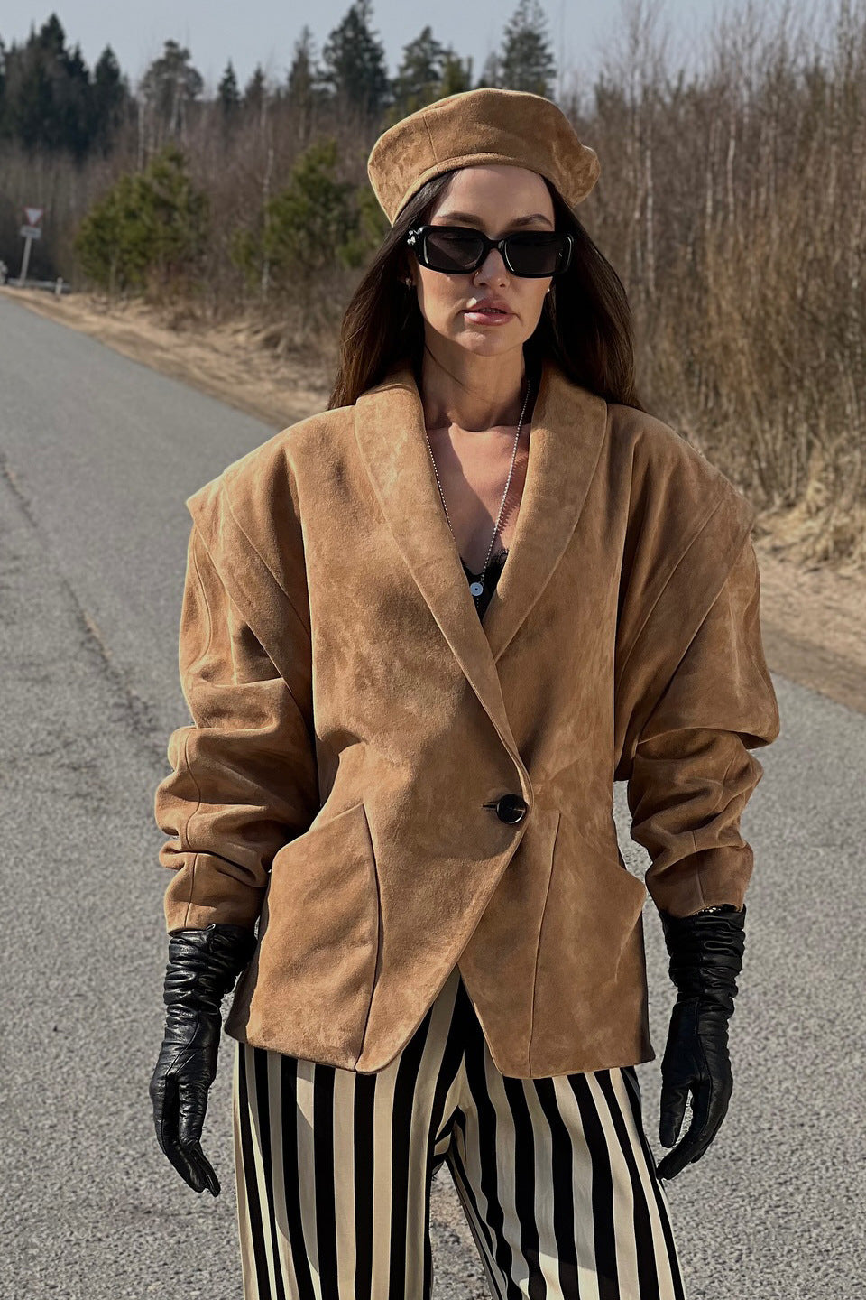 Suede Look Padded Blazer Coat image 3