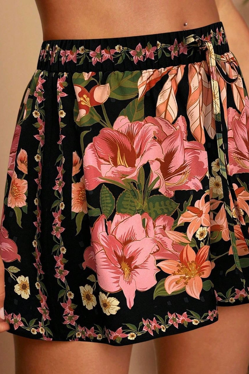 Tropical Print High Waist Vacation Shorts image 4
