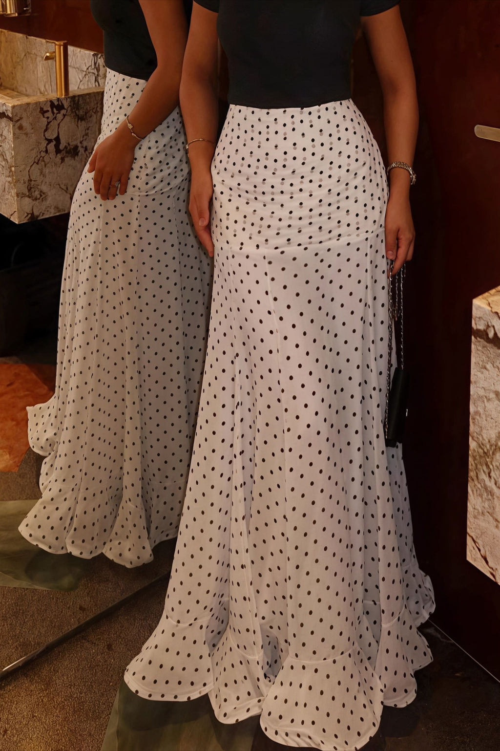 High Waist Polka Dot Hip Long Skirt image 2
