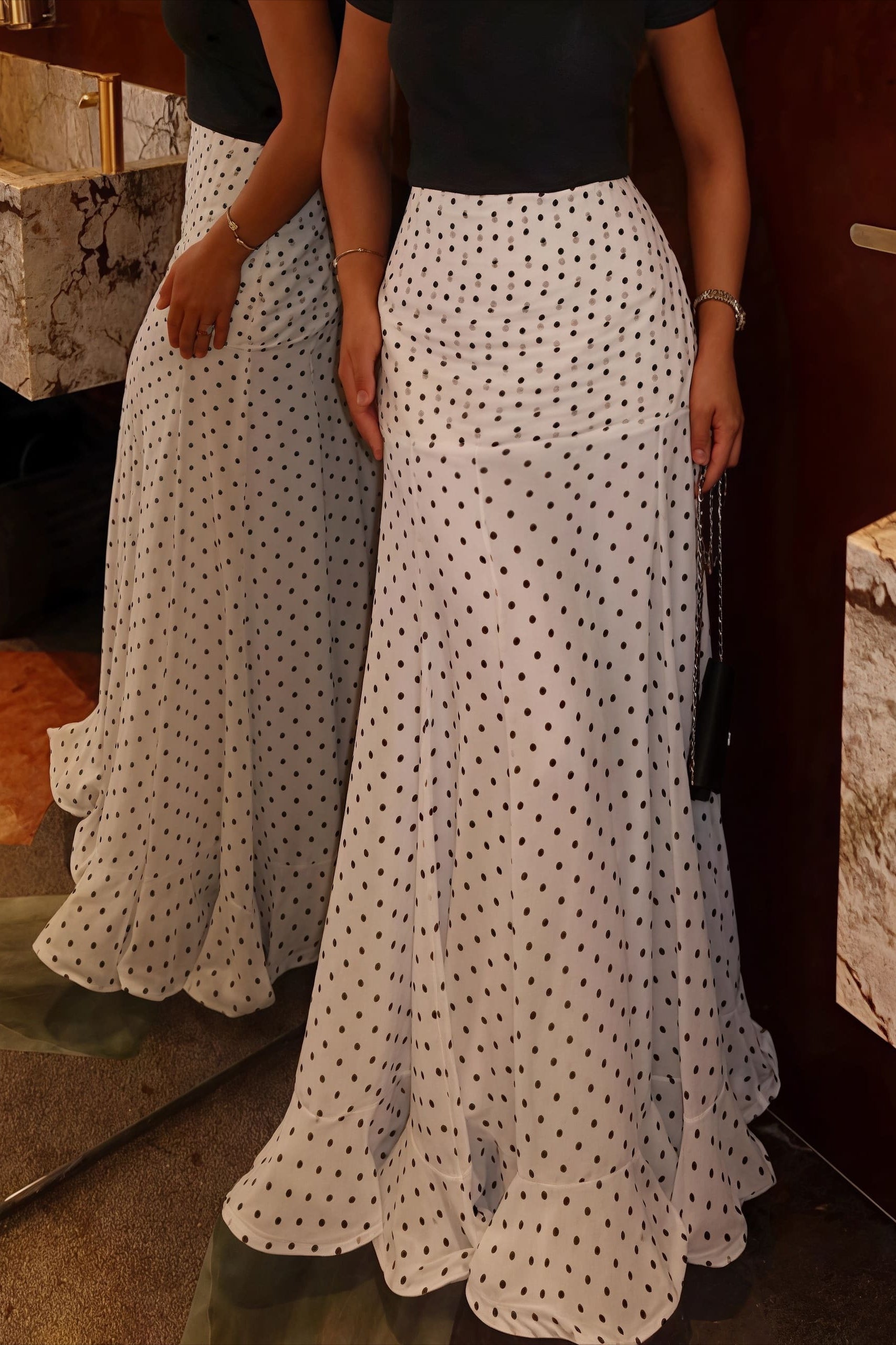 High Waist Polka Dot Hip Long Skirt image 2