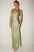 Elegant Solid V Neck Slim Maxi Dress image 1