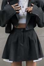 Mini Skirt with Lapel Blazer Two Piece Set image 2