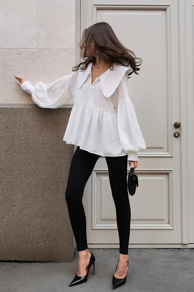 Vintage Baby Collar Pleated Puff Sleeve Blouse image 4