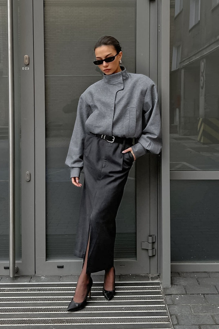 Thick Grey Woolen Jacket image 4