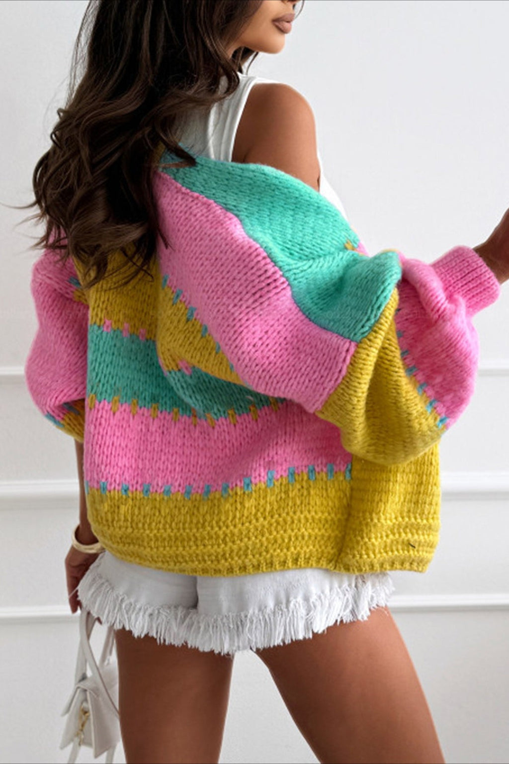 Lazy-Style Color-Block Loose Knit Cardigan image 4
