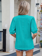 Mireille Eyelet Top detail view styled for Avrienne