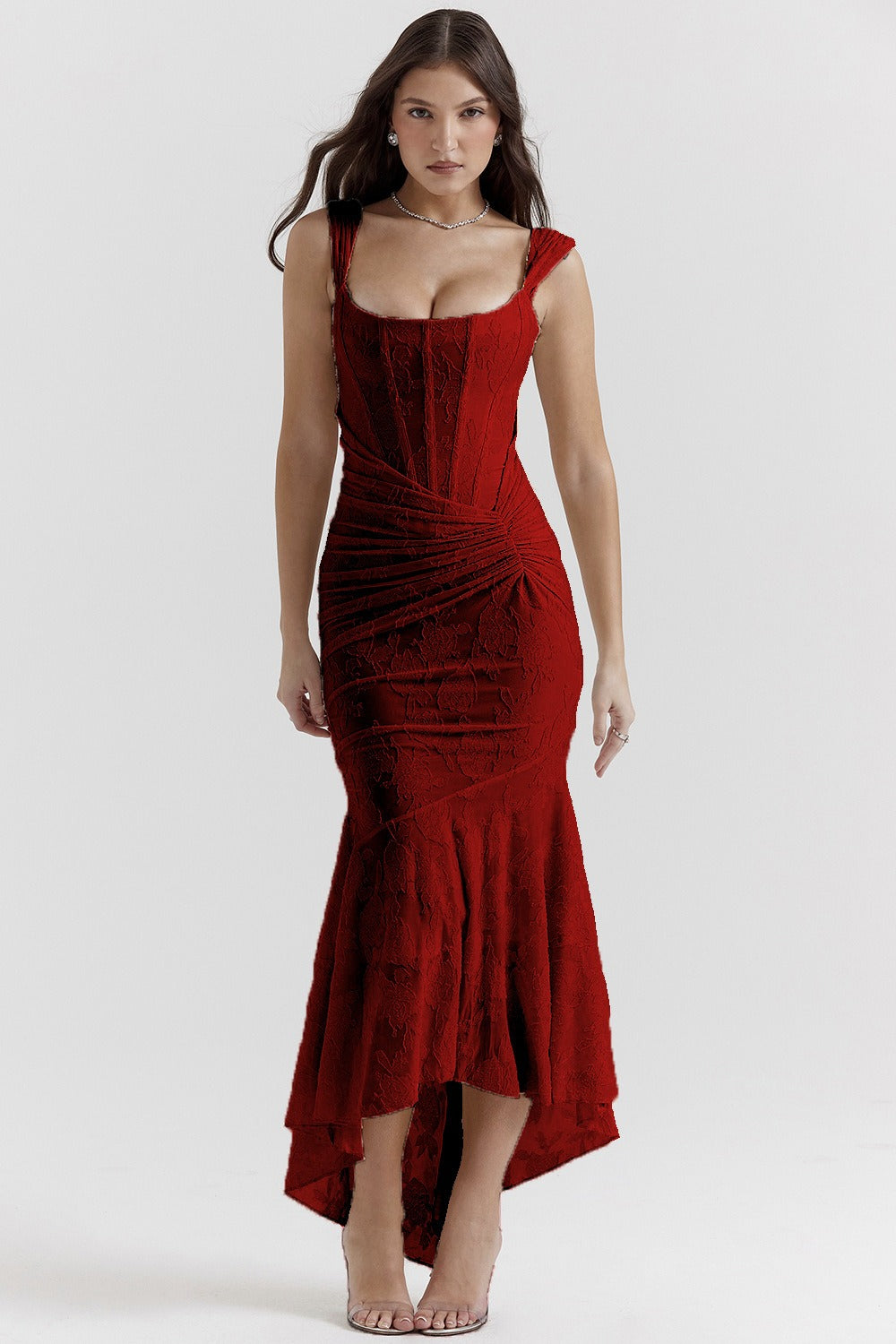 Stretch Mesh Jacquard Mermaid Formal Dress image 10