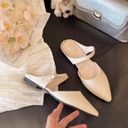 Amelie Flat Sandals detail view styled for Avrienne