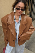 Vintage Oversized PU Leather Blazer image 2