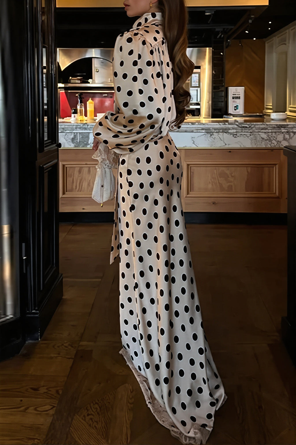 Vintage Polka Dot Sash Maxi Dress image 3