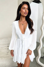 V-Neck Lace-Up Slim Fit Bodycon Party Dress image 8