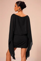 Stylish Elegant Cape Party Mini Dress image 8