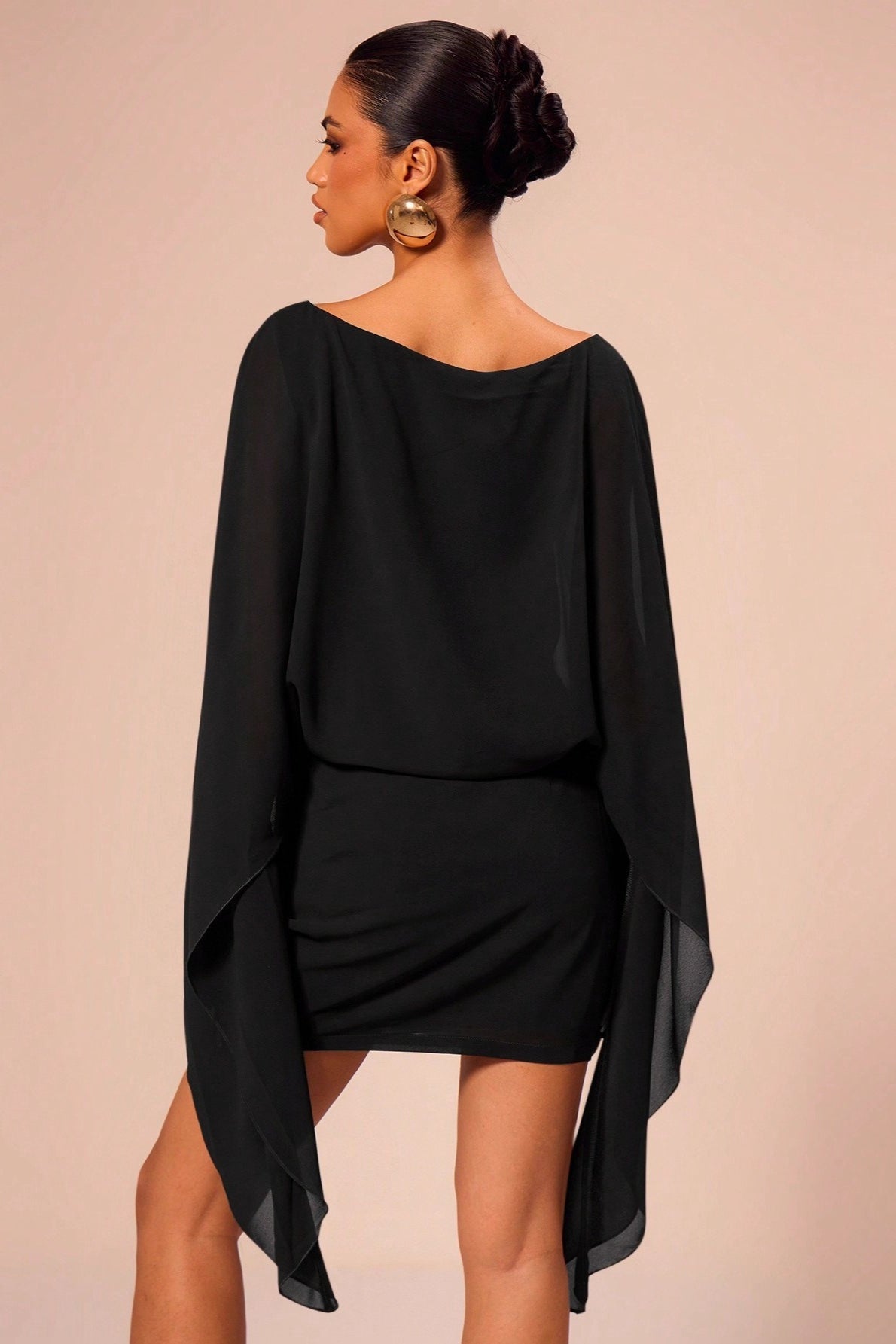 Stylish Elegant Cape Party Mini Dress image 8