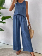 Camille Wide Leg Set detail view styled for Avrienne