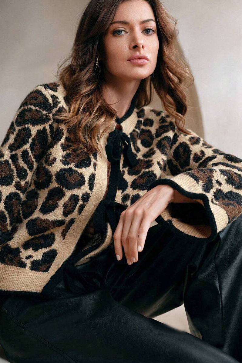 Slouchy Leopard Knitwear Cardigan image 5