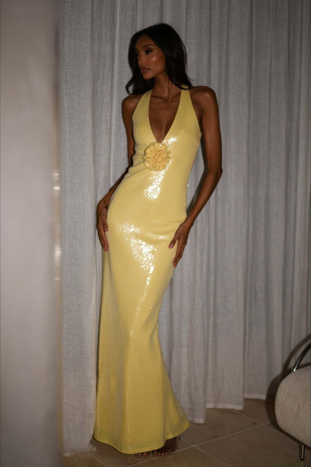 Backless Floral Sequin Maxi Dress image 10