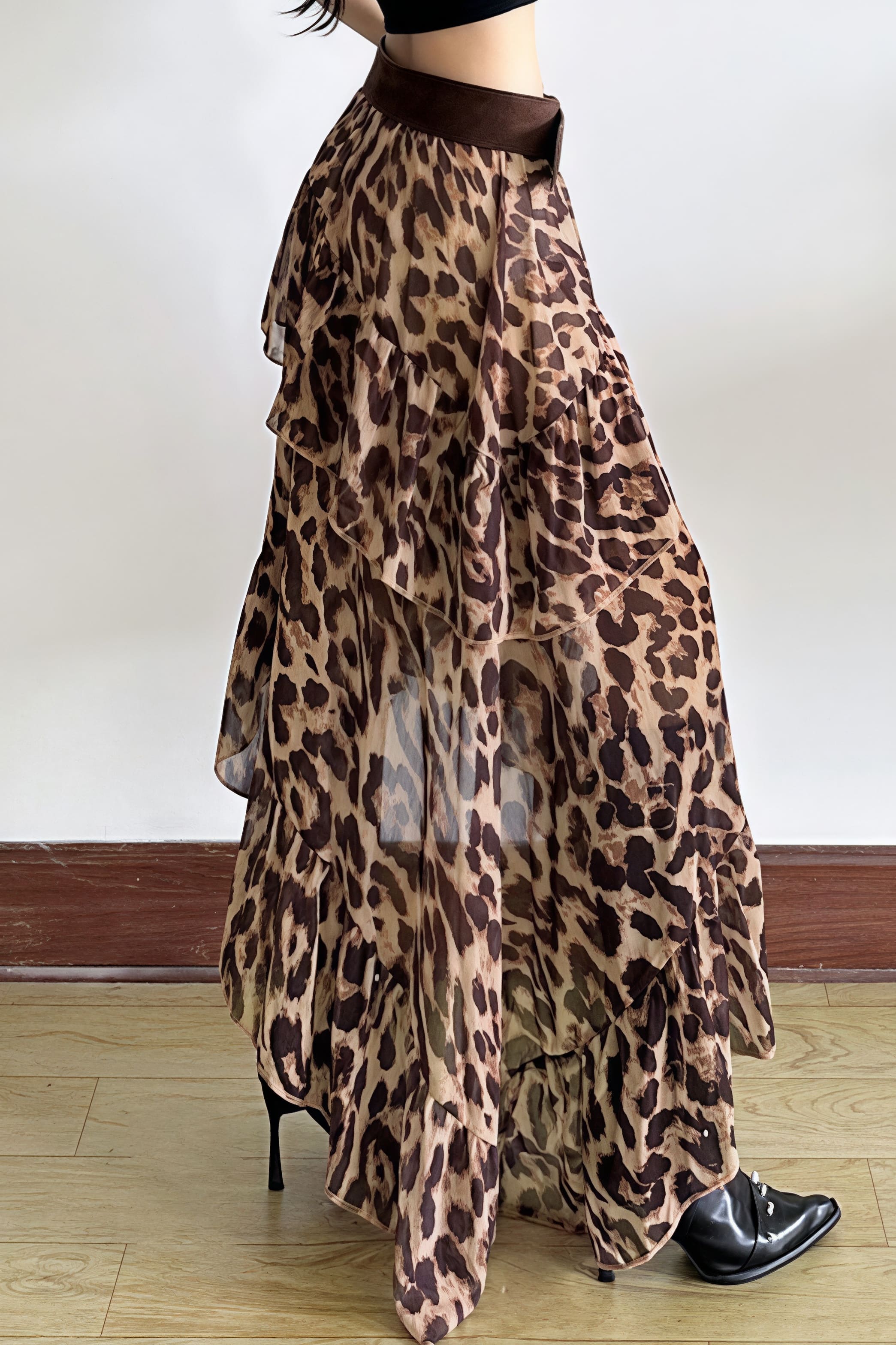Street Style Leopard Flowy Layer Skirt image 4