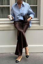 Chic Satin Straight Leg Draped Pants image 3