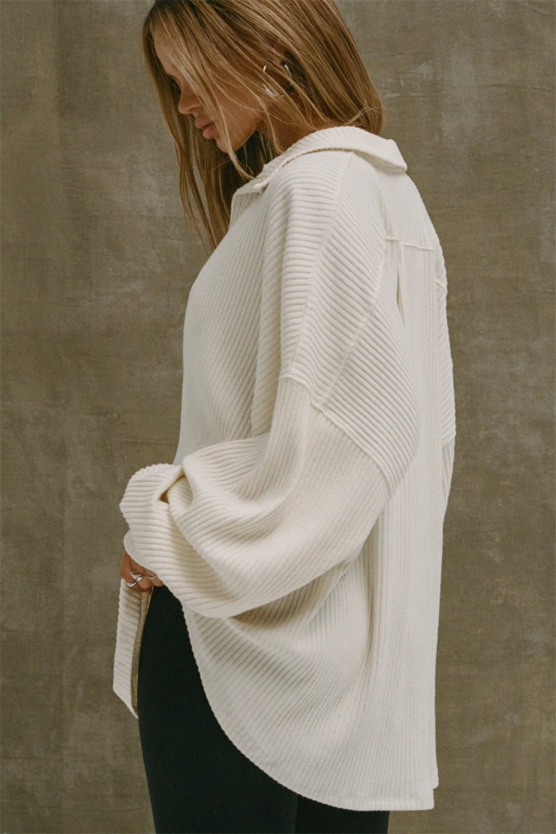 Sexy V Neck Knit Collar Blouse image 6